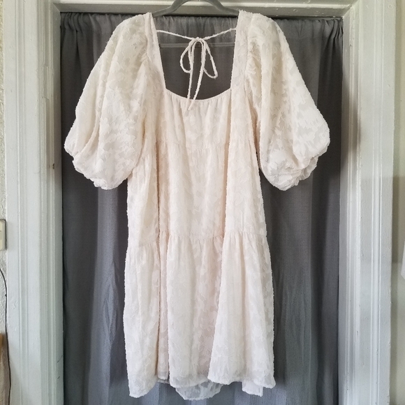 Lush | Tiered Lace Ivory Mini Dress - Picture 3 of 10